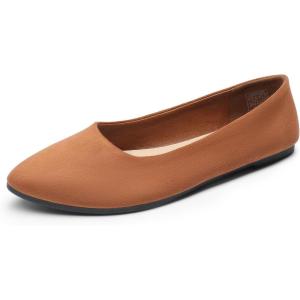 imageDREAM PAIRS Womens Flats Comfortable Slip On Business Work Office Casual Suede Ballet Flats Pointed Toe Dress ShoesBrown