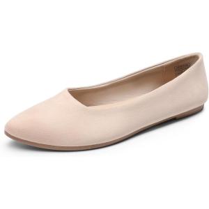 imageDREAM PAIRS Womens Flats Comfortable Slip On Business Work Office Casual Suede Ballet Flats Pointed Toe Dress ShoesNude