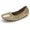imageDREAM PAIRS Womens Flats Foldable Square Toe Ballet Flats for Women Bowknot Dressy Comfortable Light Weight Slip On Dress ShoesGold