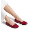imageDREAM PAIRS Womens Flats Foldable Square Toe Ballet Flats for Women Bowknot Dressy Comfortable Light Weight Slip On Dress ShoesRedpat