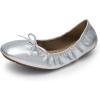 imageDREAM PAIRS Womens Flats Foldable Square Toe Ballet Flats for Women Bowknot Dressy Comfortable Light Weight Slip On Dress ShoesSilver