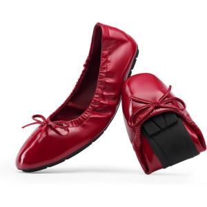 imageDREAM PAIRS Womens Flats Foldable Square Toe Ballet Flats for Women Bowknot Dressy Comfortable Light Weight Slip On Dress ShoesRedpat