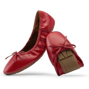 imageDREAM PAIRS Womens Flats Foldable Square Toe Ballet Flats for Women Bowknot Dressy Comfortable Light Weight Slip On Dress ShoesRedpu