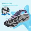imageDREAM PAIRS Boys Girls Summer Outdoor Athletic Sport Sandals Walking Hiking Hook and Loop Adjustable Multicolor for ToddlerLittleBig KidsPurpleLightGrey
