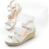imageDREAM PAIRS Espadrille Dressy Wedge Sandals Womens Platform Sandals Casual Summer Comfortable High Heeled Wedges with Adjustable BuckleWhitepu