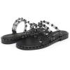 imageDREAM PAIRS Womens Clear Studded Rhinestone Slide Sandals Slip on Open Toe Cute Flat Sandals for SummerBlackClearRhinestone