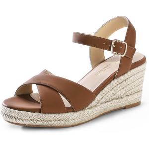 imageDREAM PAIRS Espadrille Dressy Wedge Sandals Womens Platform Sandals Casual Summer Comfortable High Heeled Wedges with Adjustable BuckleBrownnubuck