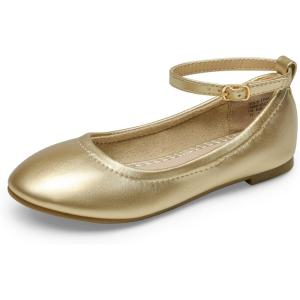 imageDREAM PAIRS Girls Dress Shoes Girls Ballerina Flat Ankle Strap Ballet Flats ToddlerLittle KidBig KidGoldpu