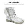 imageDREAM PAIRS Girls Side Zipper Glitter Ankle BootsToddlerLittle KidBig KidSilver