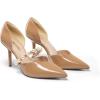 imageDREAM PAIRS Womens Closed Toe High Heels Stiletto Pointed Toe Strappy Pearl Elegant DOrsay Dress Wedding Party Pumps ShoesNude