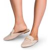 imageDREAM PAIRS Womens Flat Mules Buckle Pointed Toe Backless Slip on Slides Loafer ShoesBeigeSuede