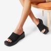 imageDREAM PAIRS Womens Slip on Wedges Platform Soft Cute Walking Comfort Flatform SandalsBlackknit