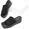 imageDREAM PAIRS Womens Slip on Wedges Platform Soft Cute Walking Comfort Flatform SandalsBlackknit