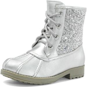 imageDREAM PAIRS Girls Side Zipper Glitter Ankle BootsToddlerLittle KidBig KidSilver