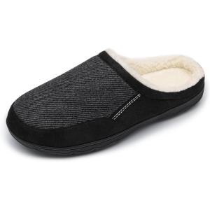 imageDREAM PAIRS Mens Cozy Memory Foam Slippers with Fuzzy WoolLike Lining Slipon Washable Indoor Outdoor House ShoesBlack