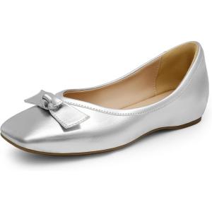 imageDREAM PAIRS Womens Low Wedge Dressy Flats Comfortable Square Toe Rhinestone Wedding ShoesSilvermetallic