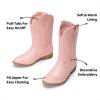 imageDREAM PAIRS Cowgirl Cowboy Western Boots Girls Mid Calf Riding Shoes Little KidBig KidPink