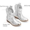 imageDREAM PAIRS Girls Cowgirl Boots Cowboy Western Mid Calf Star Boots for KidsSilver