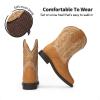 imageDREAM PAIRS Toddler Little Boys Girls Cowboy Boots Kids Western Square Toe Riding Mid Calf BootsCamelLight Brown