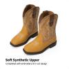 imageDREAM PAIRS Toddler Little Boys Girls Cowboy Boots Kids Western Square Toe Riding Mid Calf BootsLight BrownWheat