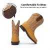 imageDREAM PAIRS Toddler Little Boys Girls Cowboy Boots Kids Western Square Toe Riding Mid Calf BootsLight BrownWheat