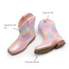 imageDREAM PAIRS Toddler Little Boys Girls Cowboy Boots Kids Western Square Toe Riding Mid Calf BootsPinkRainbow
