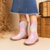 imageDREAM PAIRS Toddler Little Boys Girls Cowboy Boots Kids Western Square Toe Riding Mid Calf BootsPinkRainbow