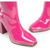 imageDREAM PAIRS Womens Square Toe Gogo Boots Elastic Ankle Boots High Chunky Block Heel Mid Calf BootsHot Pinkpat