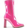 imageDREAM PAIRS Womens Square Toe Gogo Boots Elastic Ankle Boots High Chunky Block Heel Mid Calf BootsHot Pinkpat