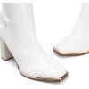 imageDREAM PAIRS Womens Square Toe Gogo Boots Elastic Ankle Boots High Chunky Block Heel Mid Calf BootsWhitepat