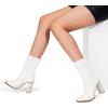 imageDREAM PAIRS Womens Square Toe Gogo Boots Elastic Ankle Boots High Chunky Block Heel Mid Calf BootsWhitepat