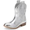 imageDREAM PAIRS Girls Cowgirl Boots Cowboy Western Mid Calf Star Boots for KidsSilver