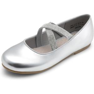 imageDREAM PAIRS Girls Ballerina Dress Shoes Mary Jane FlatsSilvermetallic