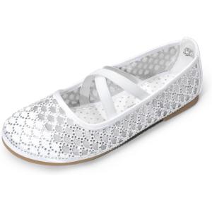 imageDREAM PAIRS Girls Ballerina Dress Shoes Mary Jane FlatsWhitesheer