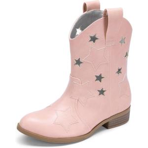 imageDREAM PAIRS Girls Cowgirl Boots Cowboy Western Mid Calf Star Boots for KidsPinkpu