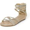 imageDREAM PAIRS Girls Ankle Strap Flat Sandals Summer Dressy Strappy Gladiator Rhinestones Platform Low Heels ShoesGold