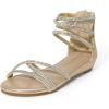 imageDREAM PAIRS Girls Ankle Strap Flat Sandals Summer Dressy Strappy Gladiator Rhinestones Platform Low Heels ShoesGold