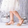 imageDREAM PAIRS Girls Sandals Ankle Strap Square Toe Low Heel Bow Flower Dress ShoesChampagnepu