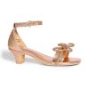 imageDREAM PAIRS Girls Sandals Ankle Strap Square Toe Low Heel Bow Flower Dress ShoesChampagnepu