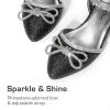 imageDREAM PAIRS Girls Sandals Closed Toe Dress Low Heels Pointed Toe Pump Flower Shoes for Little Big Kids Wedding Princess PartyBlack