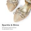 imageDREAM PAIRS Girls Sandals Closed Toe Dress Low Heels Pointed Toe Pump Flower Shoes for Little Big Kids Wedding Princess PartyGold