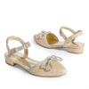 imageDREAM PAIRS Girls Sandals Closed Toe Dress Low Heels Pointed Toe Pump Flower Shoes for Little Big Kids Wedding Princess PartyGold