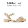 imageDREAM PAIRS Girls Sandals Closed Toe Dress Low Heels Pointed Toe Pump Flower Shoes for Little Big Kids Wedding Princess PartyGold