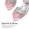 imageDREAM PAIRS Girls Sandals Closed Toe Dress Low Heels Pointed Toe Pump Flower Shoes for Little Big Kids Wedding Princess PartyPink