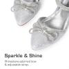 imageDREAM PAIRS Girls Sandals Closed Toe Dress Low Heels Pointed Toe Pump Flower Shoes for Little Big Kids Wedding Princess PartySilver