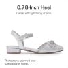 imageDREAM PAIRS Girls Sandals Closed Toe Dress Low Heels Pointed Toe Pump Flower Shoes for Little Big Kids Wedding Princess PartySilver
