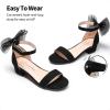 imageDREAM PAIRS Girls Sandals Low Heel Dress Pump Ankle Strap Interchangeable Bow Flower Wedding Party Shoes for Little KidBig KidBlacksuede