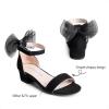 imageDREAM PAIRS Girls Sandals Low Heel Dress Pump Ankle Strap Interchangeable Bow Flower Wedding Party Shoes for Little KidBig KidBlacksuede