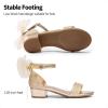 imageDREAM PAIRS Girls Sandals Low Heel Dress Pump Ankle Strap Interchangeable Bow Flower Wedding Party Shoes for Little KidBig KidGoldglitter