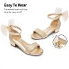 imageDREAM PAIRS Girls Sandals Low Heel Dress Pump Ankle Strap Interchangeable Bow Flower Wedding Party Shoes for Little KidBig KidGoldglitter
